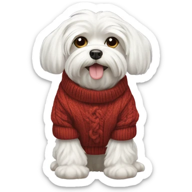 maltese dog with sweater  sticker