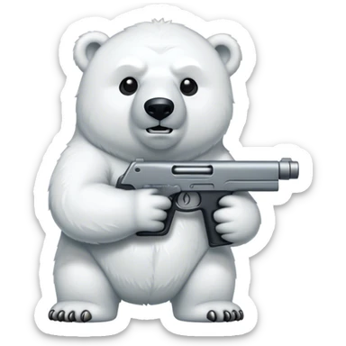 A polar bear with a gun sticker