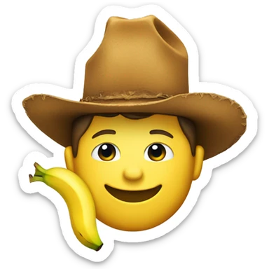 Cowboy with a banana over his head sticker