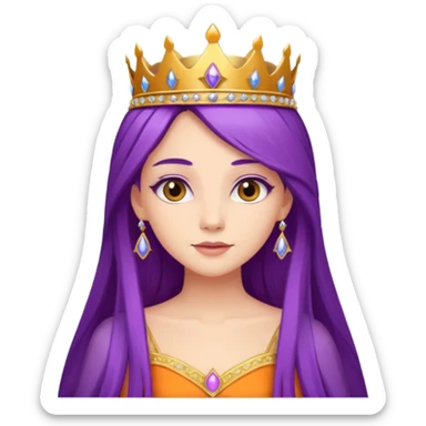 Princesses with long Purple Hair in Gown with gold Tiara, orange dress sticker