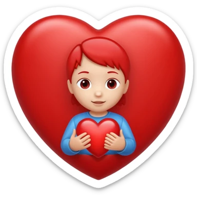 heart with a small child figure inside sticker