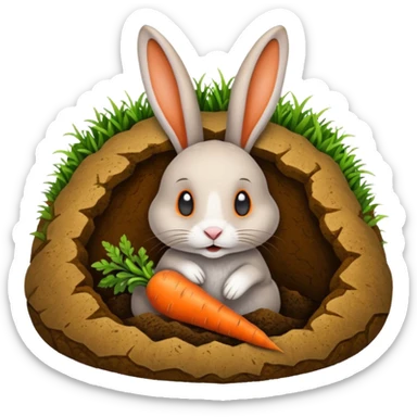 Rabbit burrow, carrot outside sticker