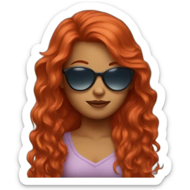 Red hair girl with sunglasses sticker