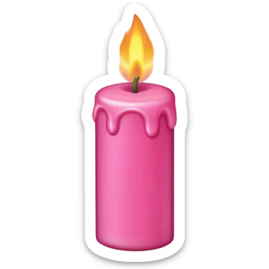 Draw a pink candle with a flame on it at an angle of 5 degrees from the horizontal. sticker