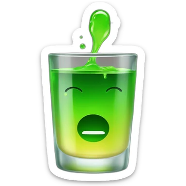 shotglass wit green liquid sticker