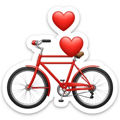 a heart emoji riding a bicycle sticker