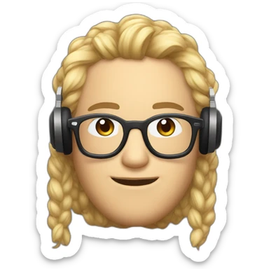 Streamer con audífonos puestos y lentes sticker