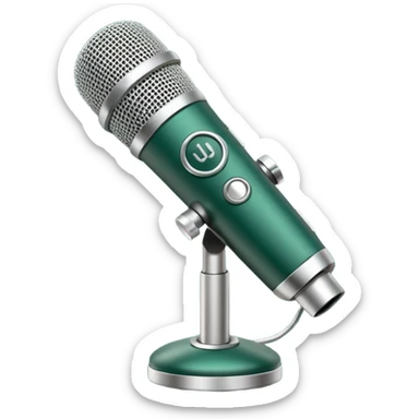 dark green radio microphone with white accents, only these two colors, modern minimalism sticker