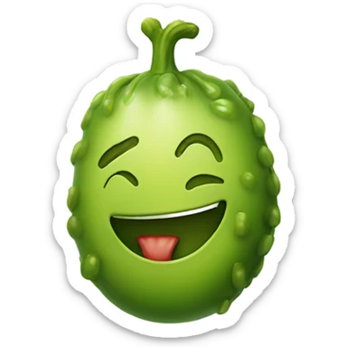 a smiley face holding a pickle  sticker