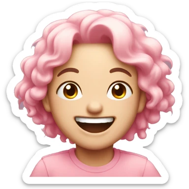 Cute soft core pink laughing sticker