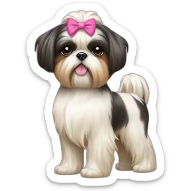 Dog Shih Tzu with a bow on head full-body sticker