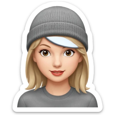 taylor swift wearing gray beanie sticker