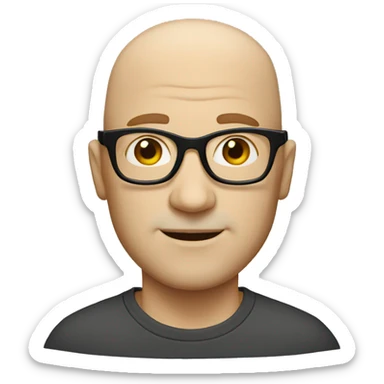 Bald white Man with thick black glasses sticker