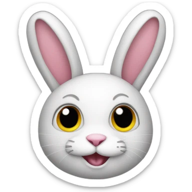 Rabbit combined with the crazy emoji sticker