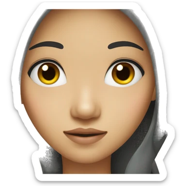 asian girl with long dark hair and dark eyes sticker