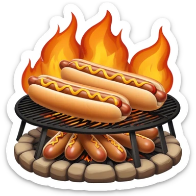 hot dogs sitting around a campfire sticker