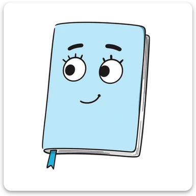 sky blue notebook with only eyes no mouth doodle style sticker