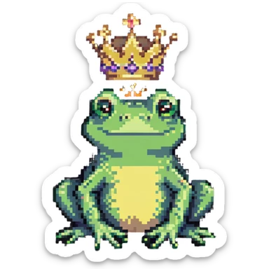 frog prince with tiny crown sticker