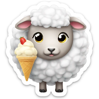 Cute Sheep licking an ice cream sticker