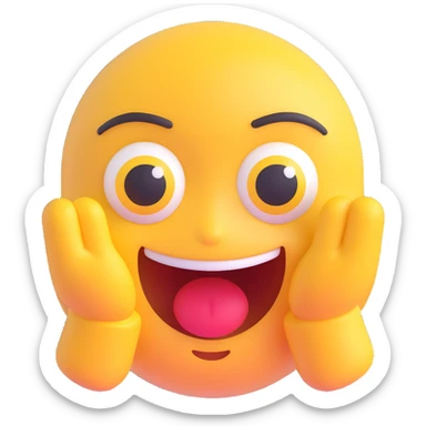 emoji face combining a confident smirk and wide, sparkling, pleading eyes sticker