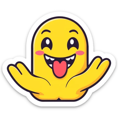 Emoji with tongue sticking out with hands sticker