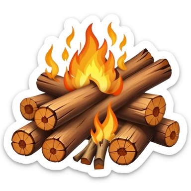 campfire with logs and flames sticker