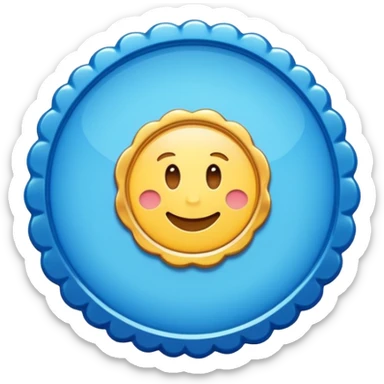 A blue scalloped circle with a verified thing sticker