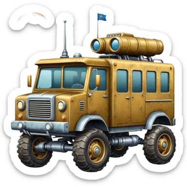  antique tall truck robotic twelve passenger Moon rover  sticker