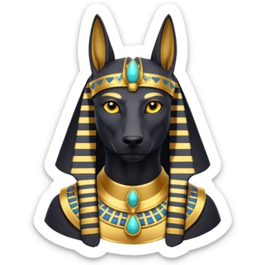 Ancient style lavishly adorned anubis formally sitting posed  sticker