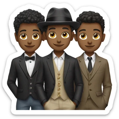 three boys in stylish attire sticker