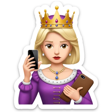 Queen with phone annoyed sticker