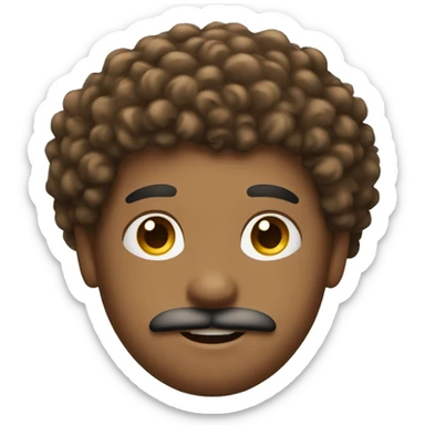 brown curly hair with fade boy with mustache sticker