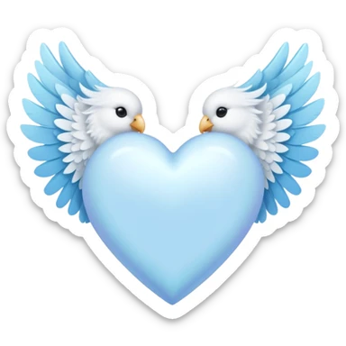 light sky blue heart with one wing sticker