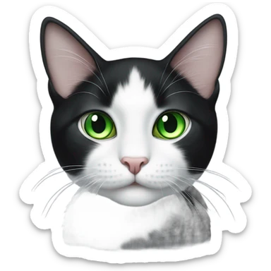 Black and white cat with green eyes sticker