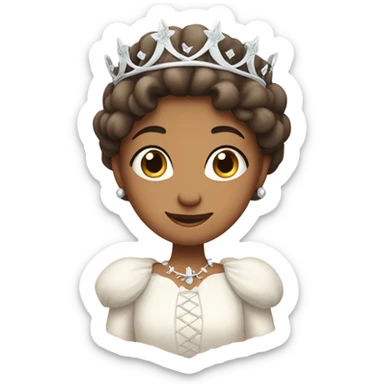 white princess with hands flat under chin grinning  sticker