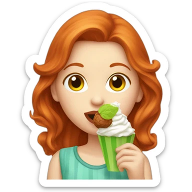 greeneyed redhead licking icecream sticker