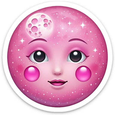 Pink sparkly moon sticker