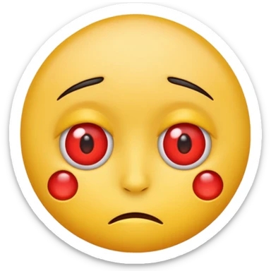 An emoji with red round eyes  with tired face! sticker