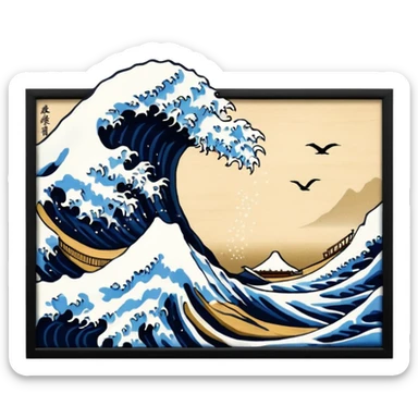 The Great Wave off Kanagawa in painting frame
















 sticker