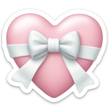Pastel pink heart with white bow sticker