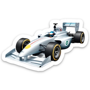 An icon showing a Formula 1 car racing down a track, with speed lines trailing behind. The design captures the intensity of high-speed racing, with sharp curves and bright track lights in the background. Transparent background highlights the action and excitement of racing. sticker