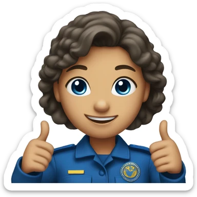 Girl with a blu uniform gives thumbs up  sticker