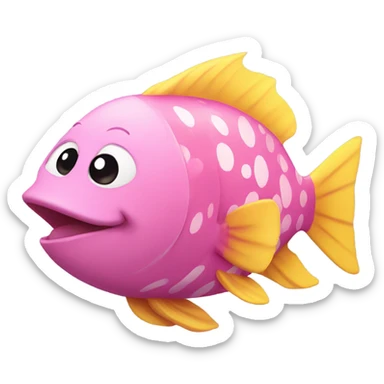 Happy pretty fish in pink and yellow  sticker