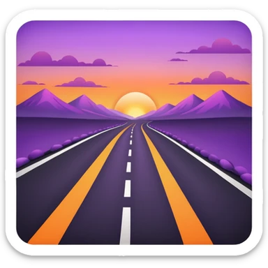 road with sunset sticker