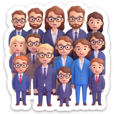 A group of 8 designers and one manager sticker