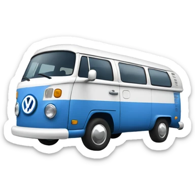 A blue and white vw bus sticker