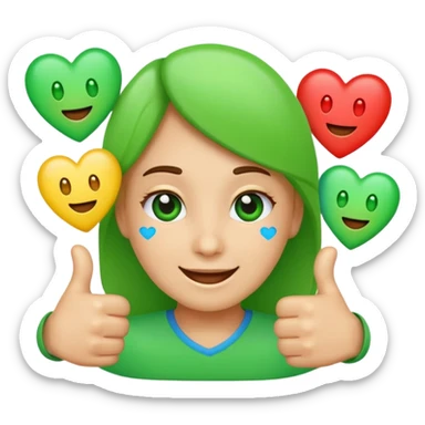 emojis for an alternative Microsoft teams. bright green with a techie vibe. Face expressions, thumbs up, and hearts. Hearts should me the only ones with multiple colours sticker