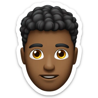 masculino jovem 18-25 anos com pele clara e cabelo preto, meio arrepiado na frente. O rosto deve ser oval, com traços suaves e olhos azul.O estilo é moderno e descontraído,representando juventude sticker