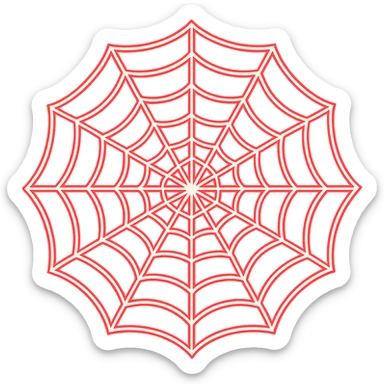 Render the spider web with all web strands looking like glowing red lasers in the style of apple emojis. Transparent background. sticker