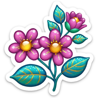 Knit with floral glittery design sticker